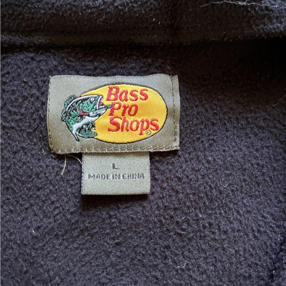 Bass Pro Shop Men’s Black Fleece Jacket Size Large Full Zip Pockets - Picture 3 of 12